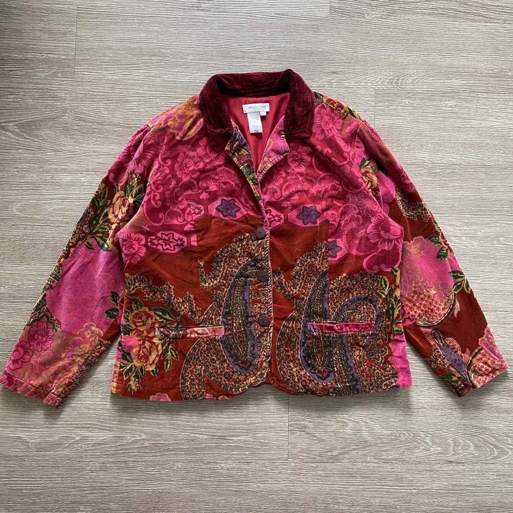 Vintage Coldwater Creek Jacket Women's PXL Petite Paisley Floral Art to Wear